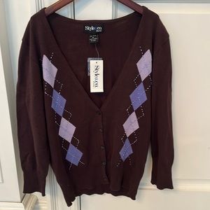 Women’s new w tags argyle cardigan. Size petite medium.